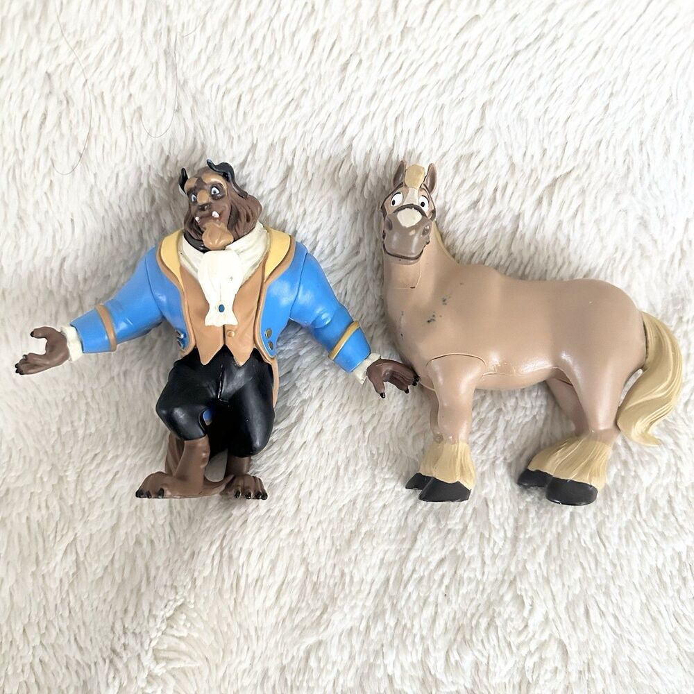 Disney Beauty And The Beast Set Of 2 Figures Beast And Philippe Horse PVC